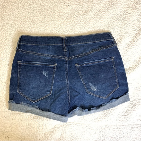 Mudd High-rise Atari Distressed Dark Denim Jean Shorts - Picture 2 of 3